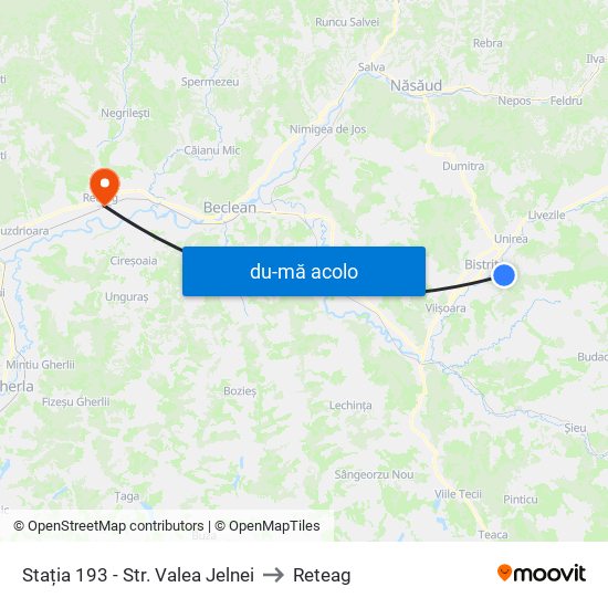 Harta de Stația 193 - Str. Valea Jelnei către Reteag