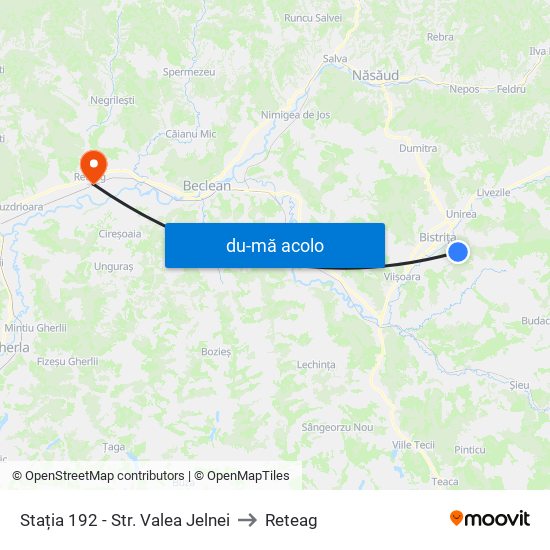 Harta de Stația 192 - Str. Valea Jelnei către Reteag