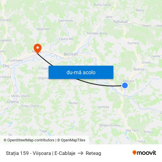 Harta de Stația 159 - Viișoara | E-Cablaje către Reteag