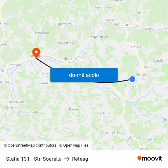 Harta de Stația 131 - Str. Soarelui către Reteag