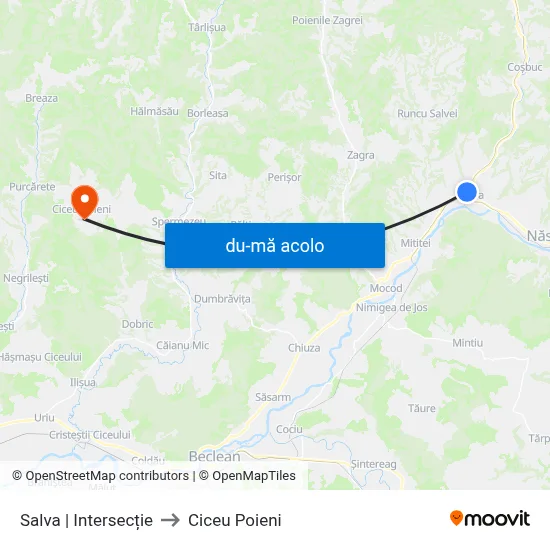 Harta de Salva | Intersecție către Ciceu Poieni