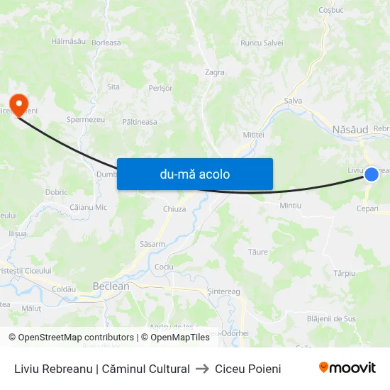 Harta de Liviu Rebreanu | Căminul Cultural către Ciceu Poieni