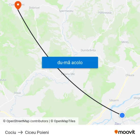 Harta de Cociu către Ciceu Poieni