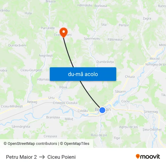 Harta de Petru Maior 2 către Ciceu Poieni