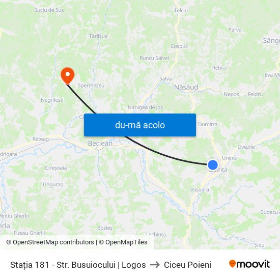 Harta de Stația 181 - Str. Busuiocului | Logos către Ciceu Poieni