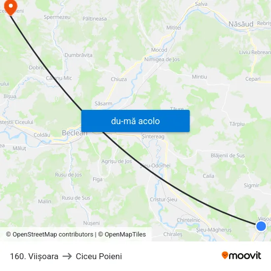 Harta de 160. Viișoara către Ciceu Poieni