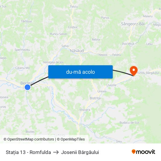 Harta de Stația 13 - Romfulda către Josenii Bârgăului