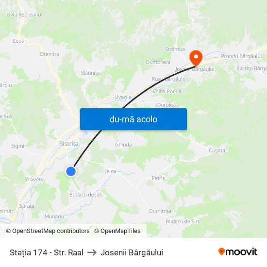 Harta de Stația 174 - Str. Raal către Josenii Bârgăului