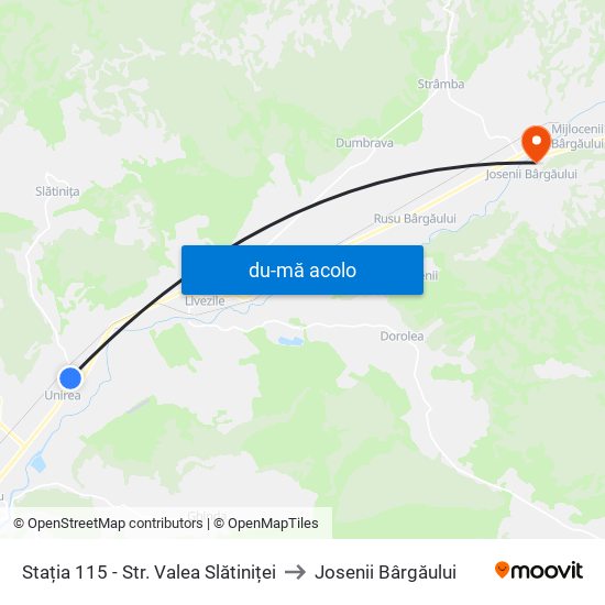 Harta de Stația 115 - Str. Valea Slătiniței către Josenii Bârgăului