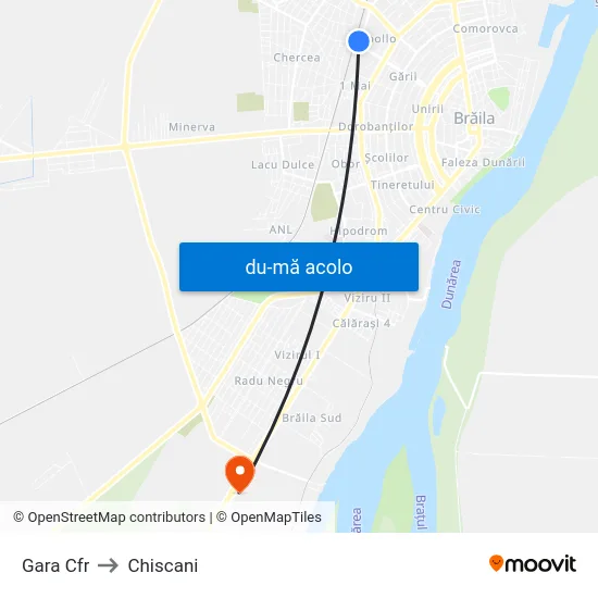 Harta de Gara Cfr către Chiscani