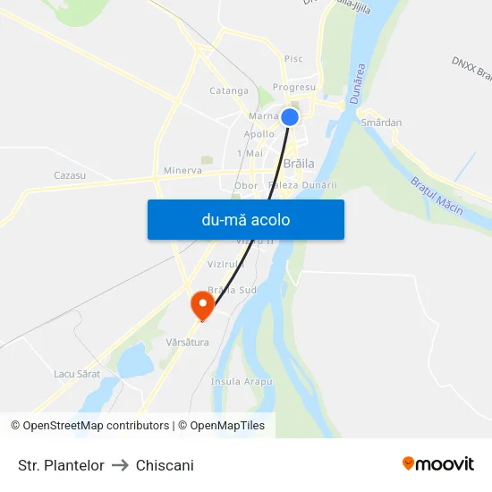 Harta de Str. Plantelor către Chiscani