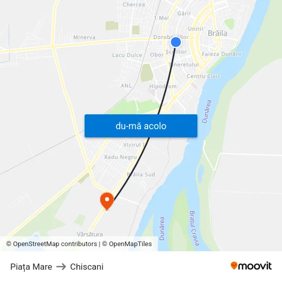 Harta de Piața Mare către Chiscani