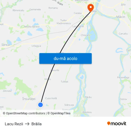 Harta de Lacu Rezii către Brăila