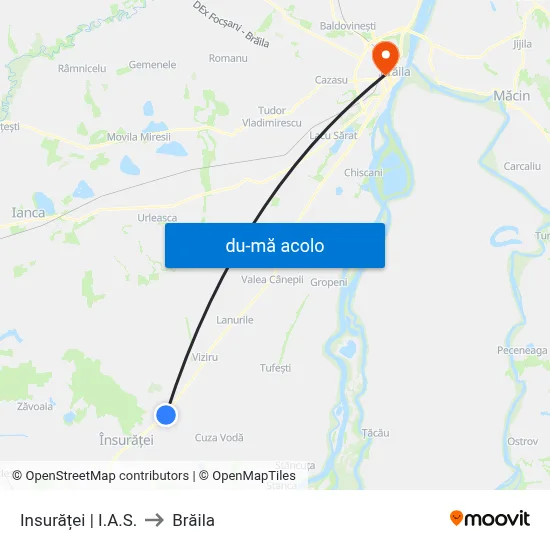 Harta de Insurăței | I.A.S. către Brăila