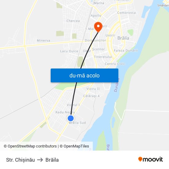 Harta de Str. Chișinău către Brăila