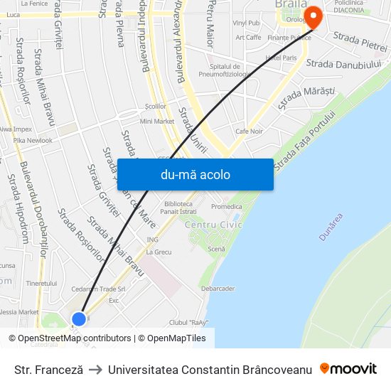 Harta de Str. Franceză către Universitatea Constantin Brâncoveanu