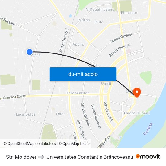 Harta de Str. Moldovei către Universitatea Constantin Brâncoveanu