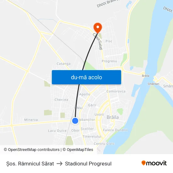 Harta de Șos. Râmnicul Sărat către Stadionul Progresul