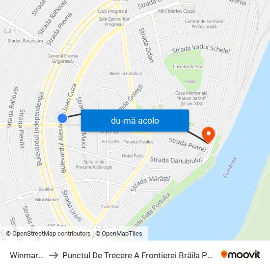 Harta de Winmarkt către Punctul De Trecere A Frontierei Brăila Port