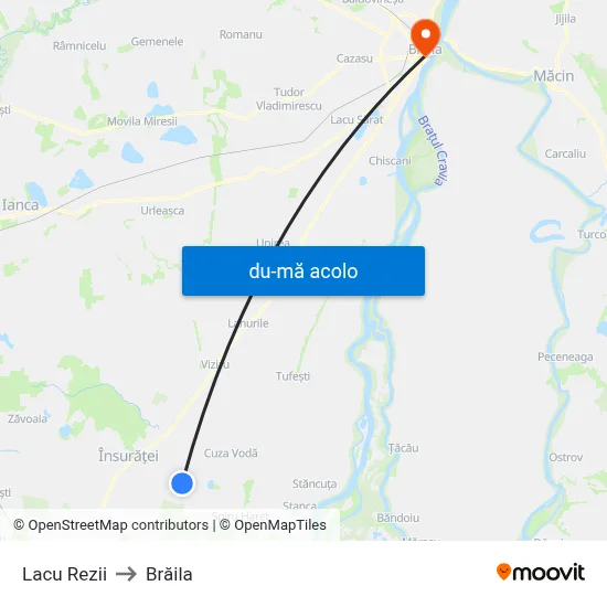 Harta de Lacu Rezii către Brăila