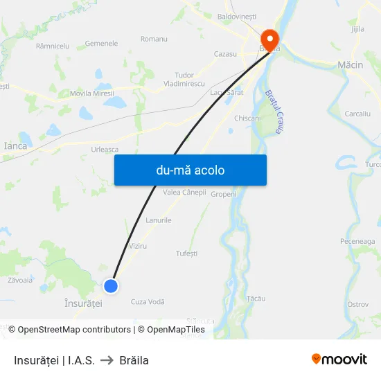 Harta de Insurăței | I.A.S. către Brăila