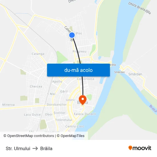 Harta de Str. Ulmului către Brăila