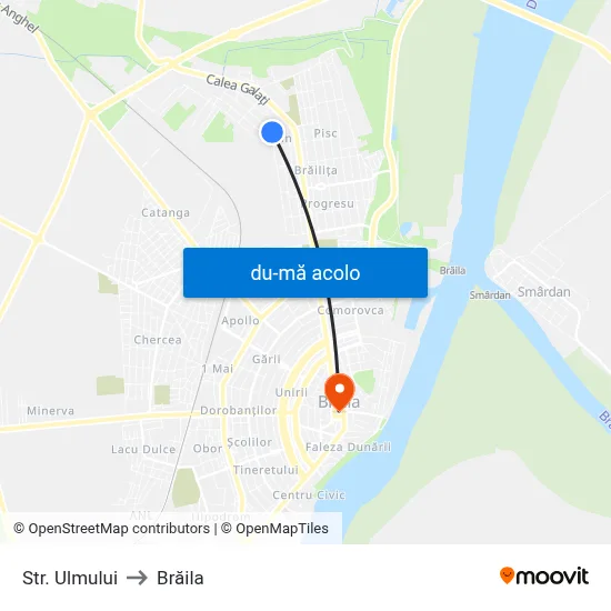 Harta de Str. Ulmului către Brăila