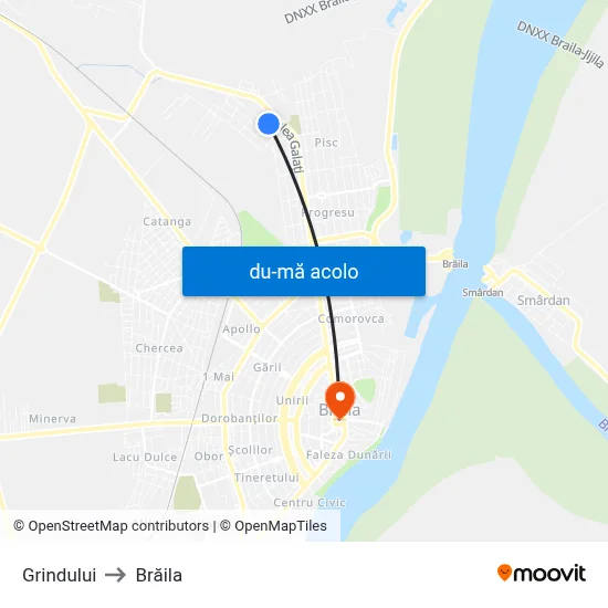 Harta de Grindului către Brăila
