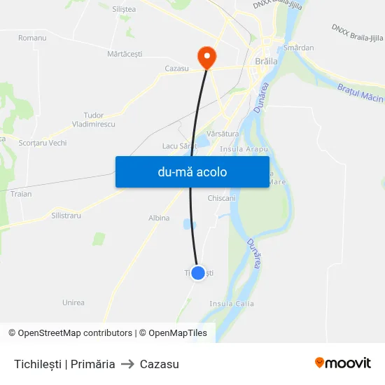 Harta de Tichilești | Primăria către Cazasu
