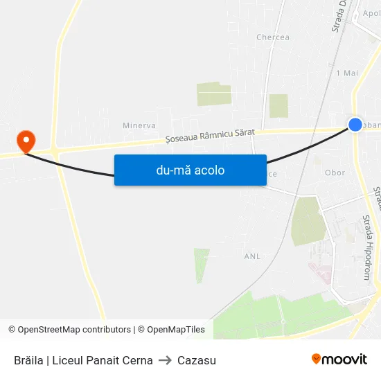 Harta de Brăila | Liceul Panait Cerna către Cazasu