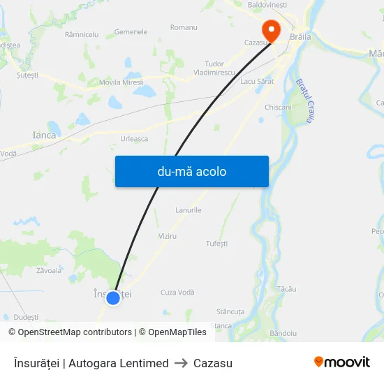 Harta de Însurăței | Autogara Lentimed către Cazasu