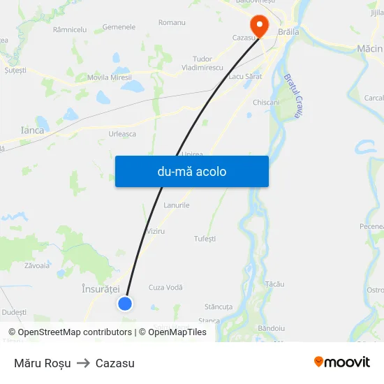 Harta de Măru Roșu către Cazasu