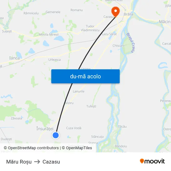 Harta de Măru Roșu către Cazasu