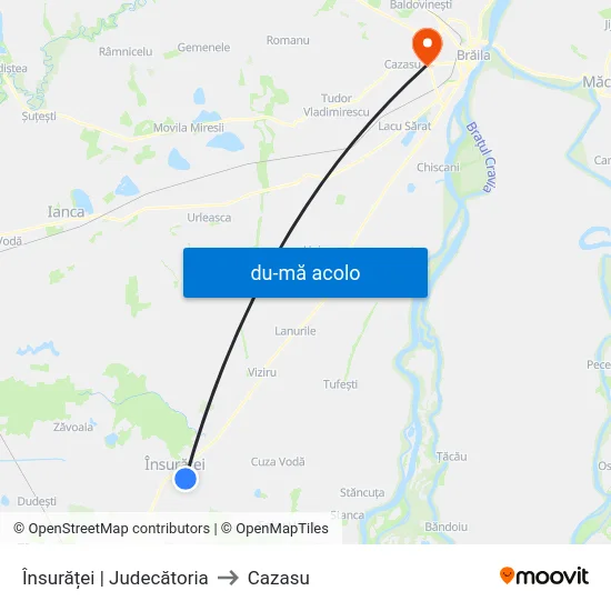 Harta de Însurăței | Judecătoria către Cazasu