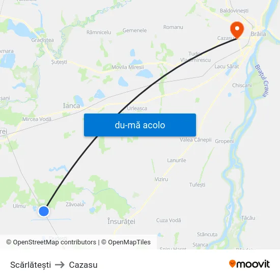 Harta de Scărlătești către Cazasu