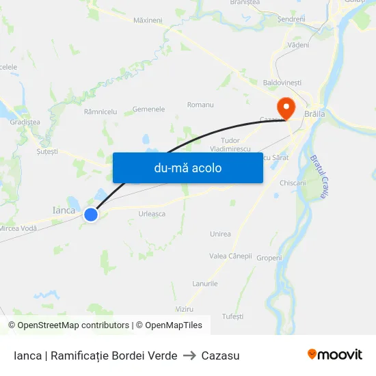 Harta de Ianca | Ramificație Bordei Verde către Cazasu