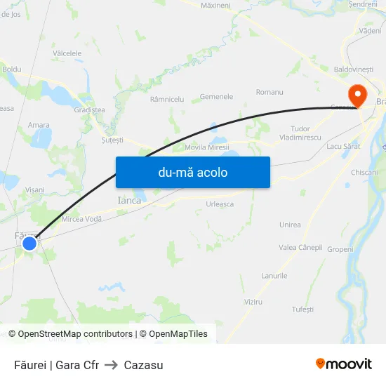 Harta de Făurei | Gara Cfr către Cazasu