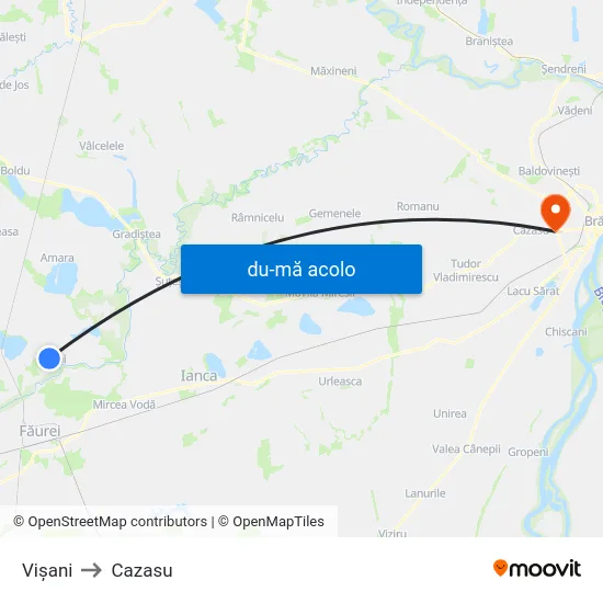 Harta de Vișani către Cazasu