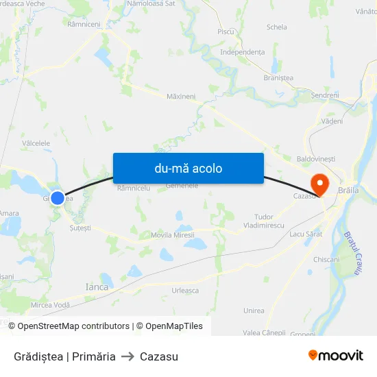 Harta de Grădiștea | Primăria către Cazasu