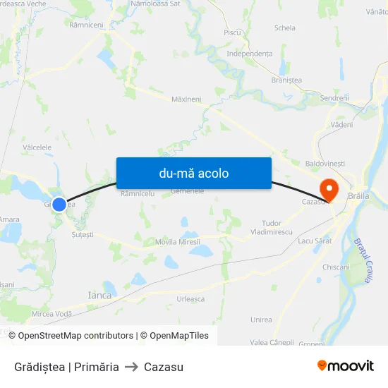 Harta de Grădiștea | Primăria către Cazasu