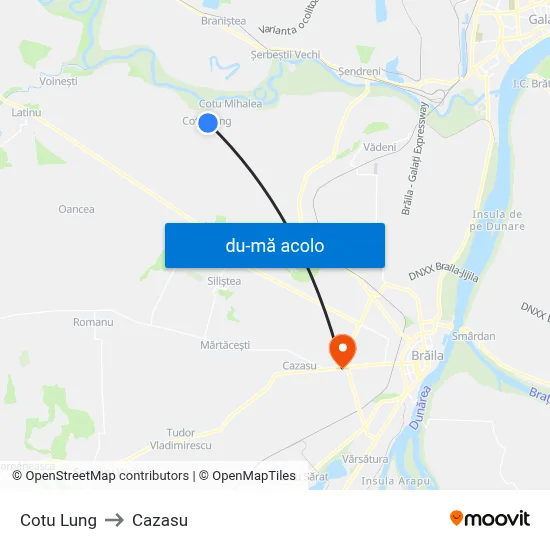 Harta de Cotu Lung către Cazasu