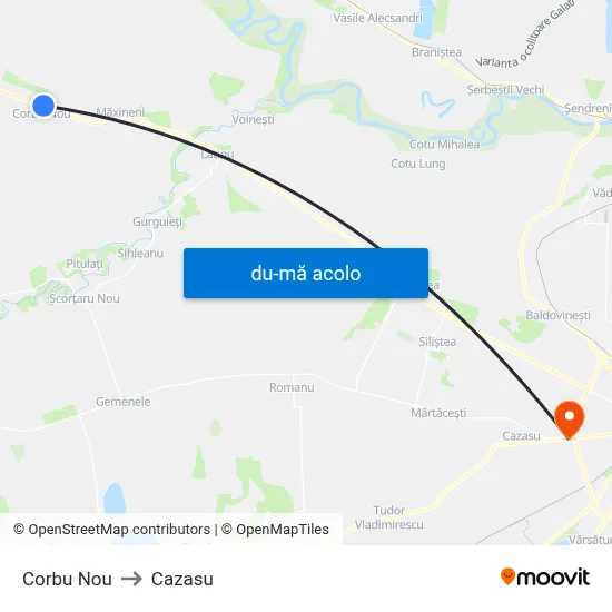 Harta de Corbu Nou către Cazasu