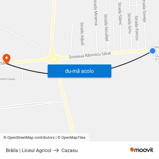 Harta de Brăila | Liceul Agricol către Cazasu