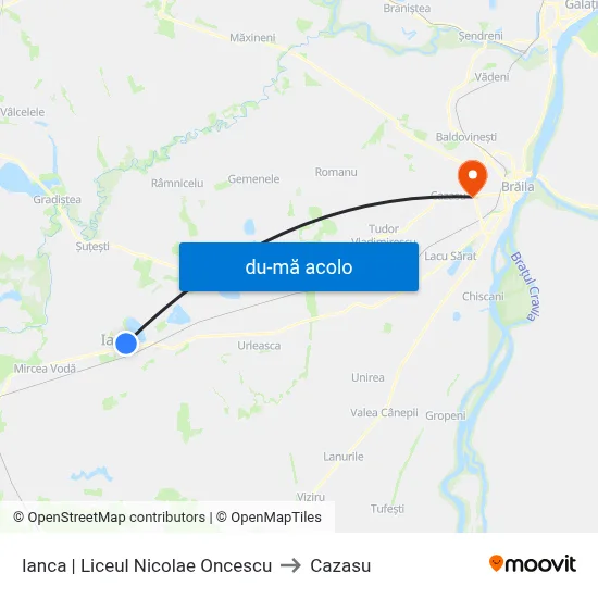 Harta de Ianca | Liceul Nicolae Oncescu către Cazasu