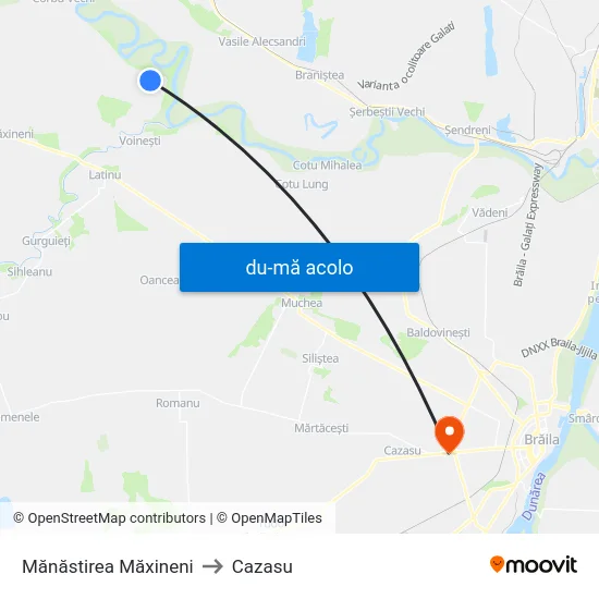 Harta de Mănăstirea Măxineni către Cazasu