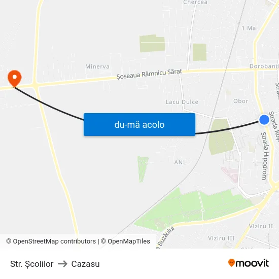 Harta de Str. Școlilor către Cazasu