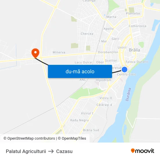 Harta de Palatul Agriculturii către Cazasu