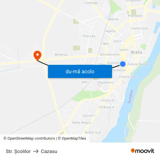 Harta de Str. Școlilor către Cazasu