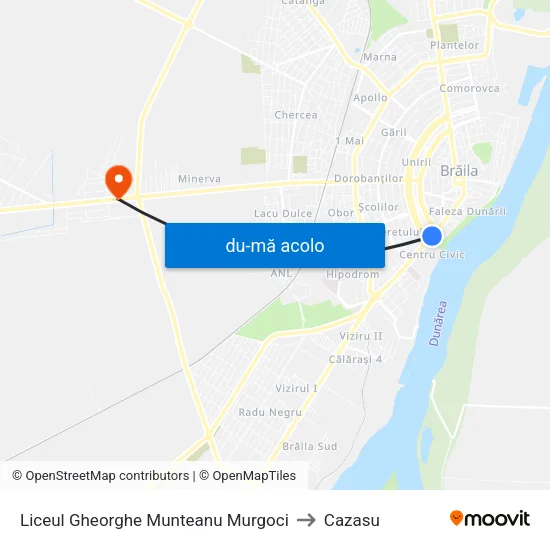 Harta de Liceul Gheorghe Munteanu Murgoci către Cazasu