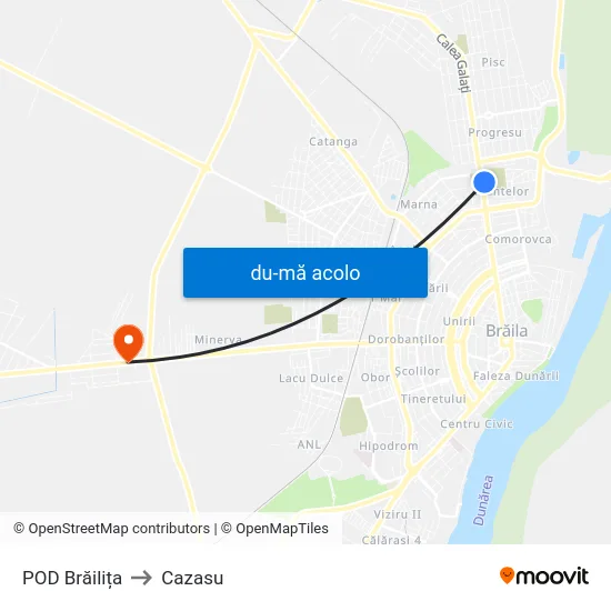 Harta de POD Brăilița către Cazasu